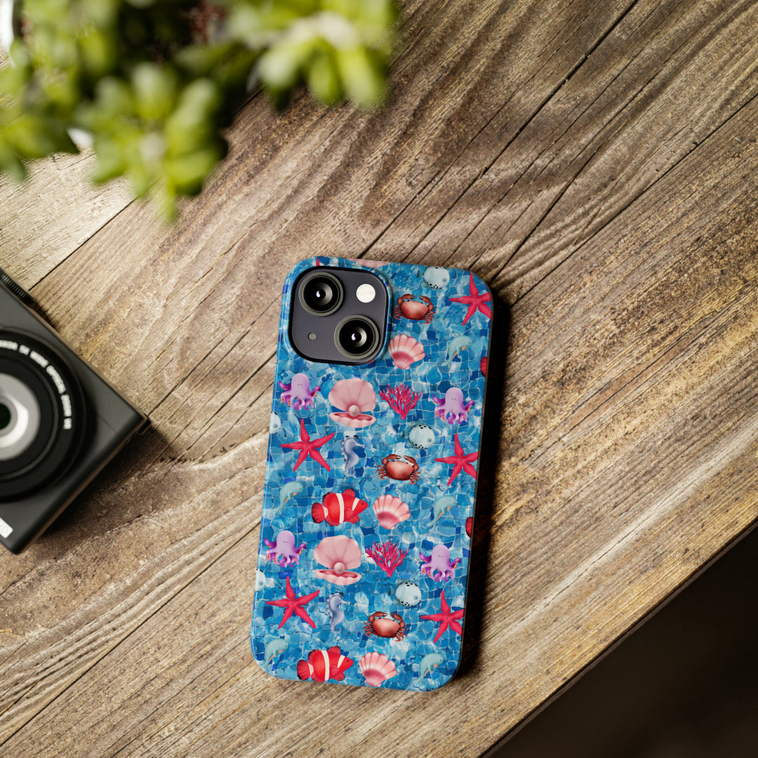 Slim Cute Phone Cases for Iphone - | iPhone 15 Case | iPhone 15 Pro Max Case, Iphone 14 Case, Iphone 14 Pro Max, Iphone 13, Blue Red Under Sea - Studio40ParkLane