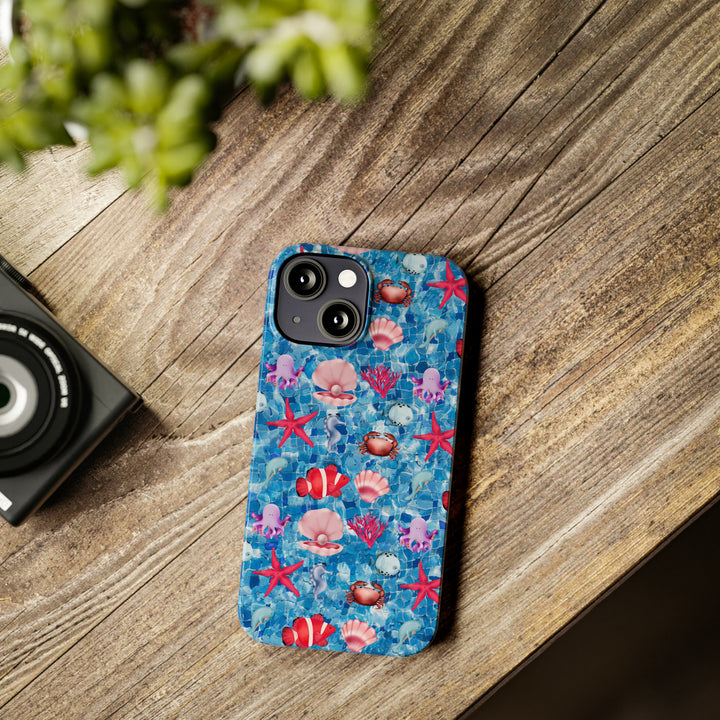 Slim Cute Phone Cases for Iphone - | iPhone 15 Case | iPhone 15 Pro Max Case, Iphone 14 Case, Iphone 14 Pro Max, Iphone 13, Blue Red Under Sea - Studio40ParkLane