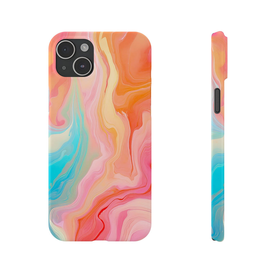 Slim Blue Pink Orange Marbled Cute Phone Cases for Iphone 16 Pro Max | iPhone 15 Case | iPhone 15 Pro Max Case, Iphone 14, Iphone 14 Pro Max, Iphone 13 12 11 8 7 - Studio40ParkLane