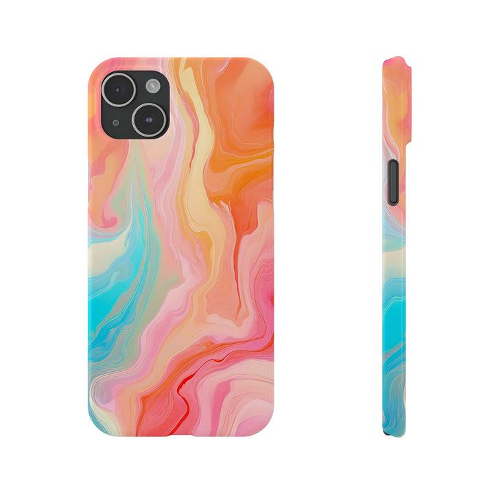 Slim Blue Pink Orange Marbled Cute Phone Cases for Iphone 16 Pro Max | iPhone 15 Case | iPhone 15 Pro Max Case, Iphone 14, Iphone 14 Pro Max, Iphone 13 12 11 8 7 - Studio40ParkLane