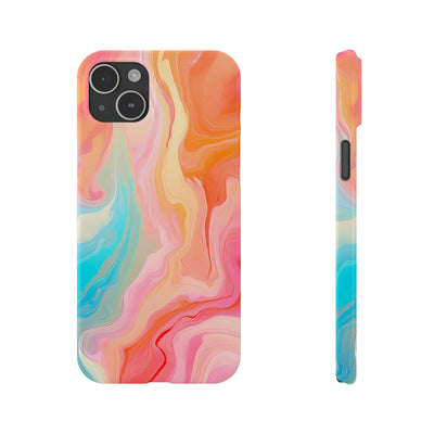 Slim Blue Pink Orange Marbled Cute Phone Cases for Iphone 16 Pro Max | iPhone 15 Case | iPhone 15 Pro Max Case, Iphone 14, Iphone 14 Pro Max, Iphone 13 12 11 8 7