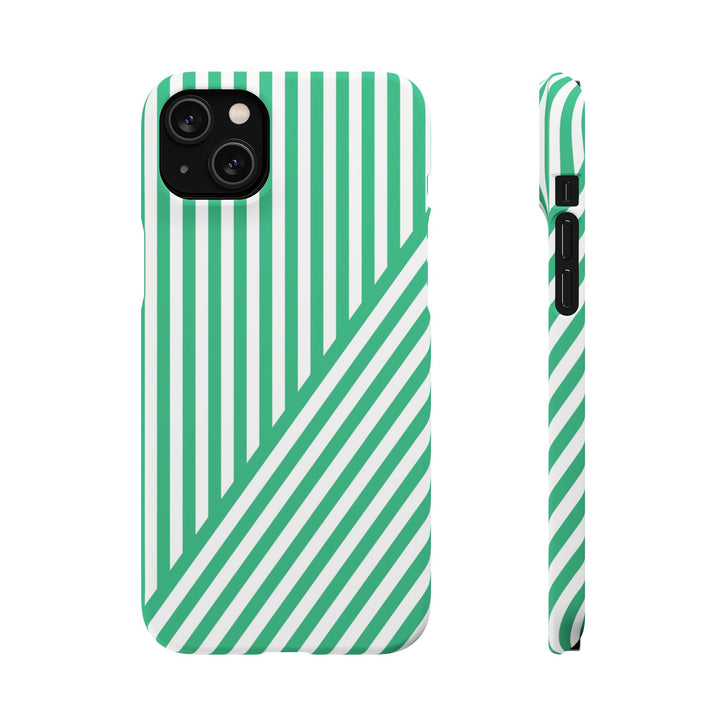 Aesthetic Emerald Stripes Cute Phone Case Sleek Snap - For iPhone 17 Pro Max iPhone 16 Pro iPhone 15 Iphone 14 Plus 13 Pro 12 11 10 Gift