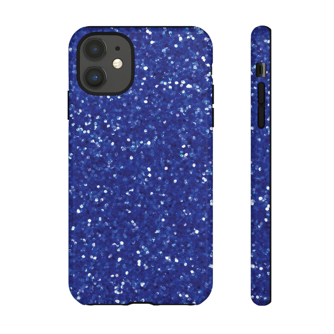 Chic Blue Faux Play on Glitter Effect Cute Phone Case, for IPhone 16 pro Max | Iphone 15, Iphone 14, IPhone 13 Case, 11 8 7, Samsung Galaxy S24, S23, S22, S21, 2 Layer Protection