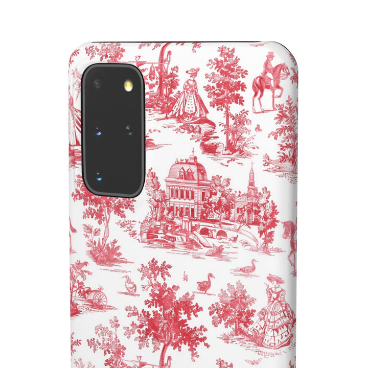 Snap French Toile Personalized Initial Custom Gift for Her Cute Phone Cases for Samsung S24, S23, S22, S21, S20, Plus and Ultra and Iphone, 16, 15, 14, 13, 12, 11. 10 - Studio40ParkLane