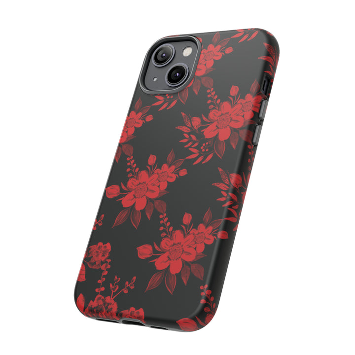 Cute IPhone Case | Red Black Flowers, iPhone 15 Case | iPhone 15 Pro Case, Iphone 14 Case, Iphone 14 Pro Max Case, Protective Iphone Case - Studio40ParkLane