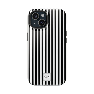 Custom Personalized Black White Striped Magsafe Phone Case for Iphone 17 - | iPhone 16 Pro Max Case | iPhone 15 Case Iphone 14 13 12 11 10 - Studio40ParkLane
