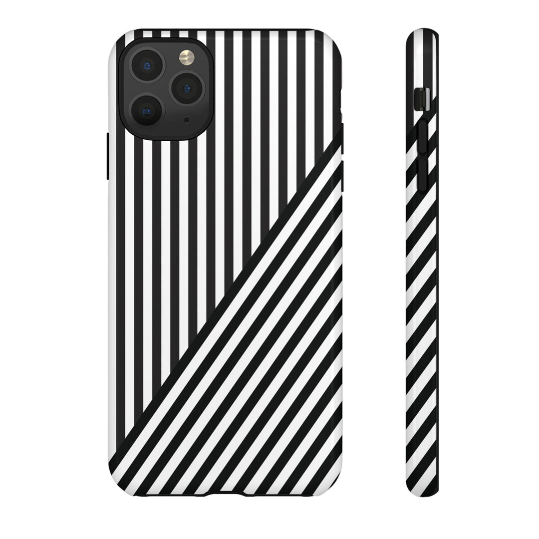 Aesthetic Tough Black White Stripes Phone Case - For iPhone 17 Pro Max iPhone 16 Pro iPhone 15 Iphone 14 Plus 13 Pro 12 11 10 XR - Studio40ParkLane