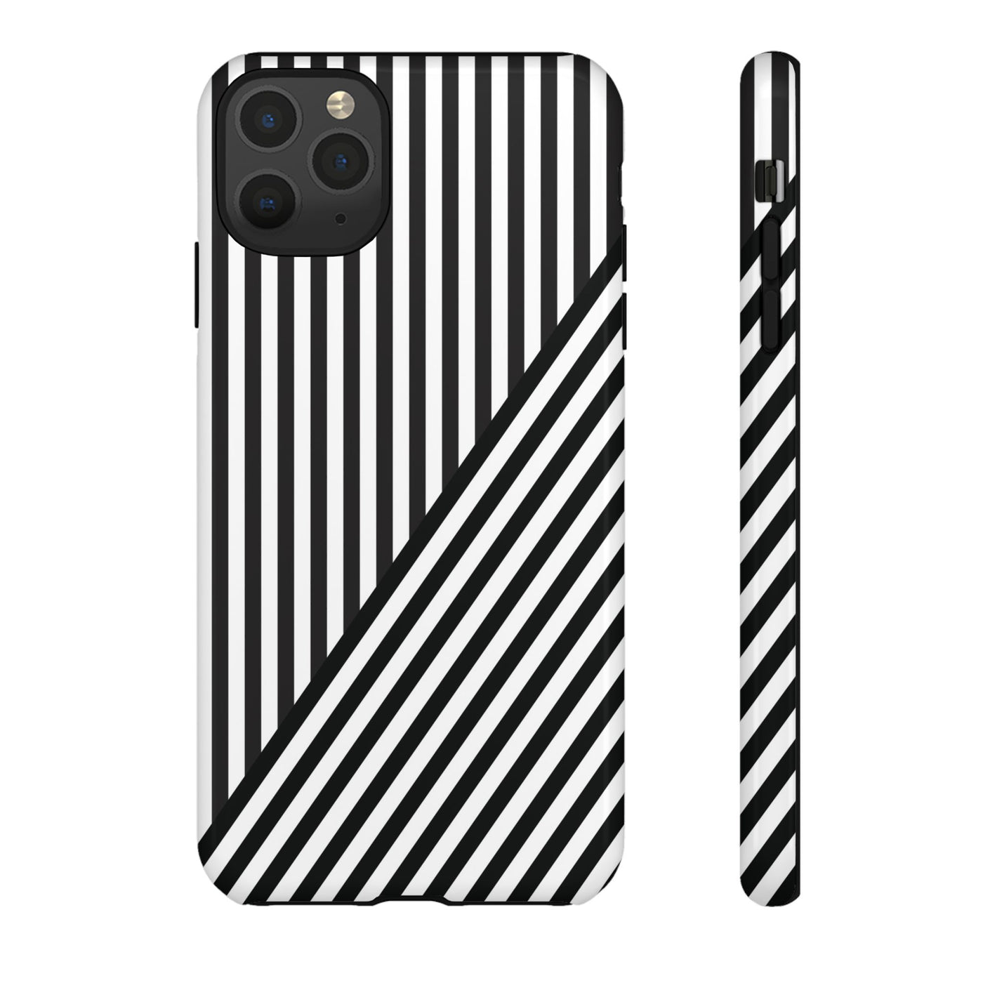 Aesthetic Tough Black White Stripes Phone Case - For iPhone 17 Pro Max iPhone 16 Pro iPhone 15 Iphone 14 Plus 13 Pro 12 11 10 XR - Studio40ParkLane