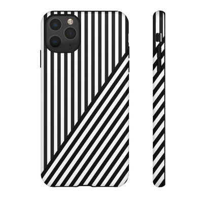 Aesthetic Tough Black White Stripes Phone Case - For iPhone 17 Pro Max iPhone 16 Pro iPhone 15 Iphone 14 Plus 13 Pro 12 11 10 XR - Studio40ParkLane