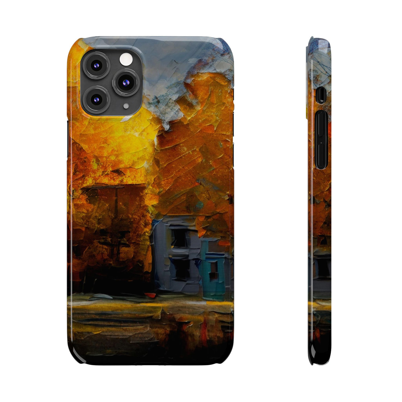 Slim Cute iPhone Cases - | iPhone 15 Case | iPhone 15 Pro Max Case, Iphone 14 Case, Iphone 14 Pro Max, Iphone 13, Fall Leaves Oil Paint Effect