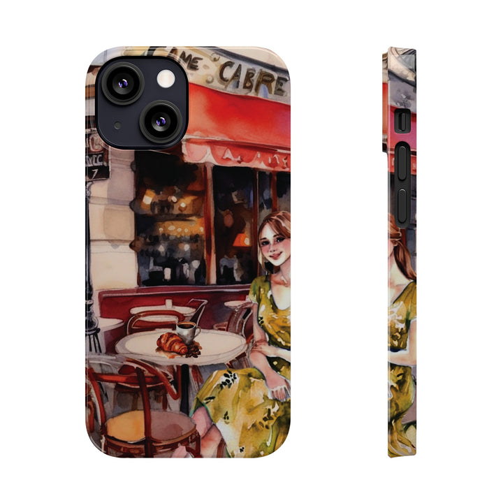 Slim Cute Phone Cases for Iphone - | iPhone 15 Case | iPhone 15 Pro Max Case, Iphone 14 Case, Iphone 14 Pro Max, Iphone 13, Paris Cafe Coffee Croissant - Studio40ParkLane