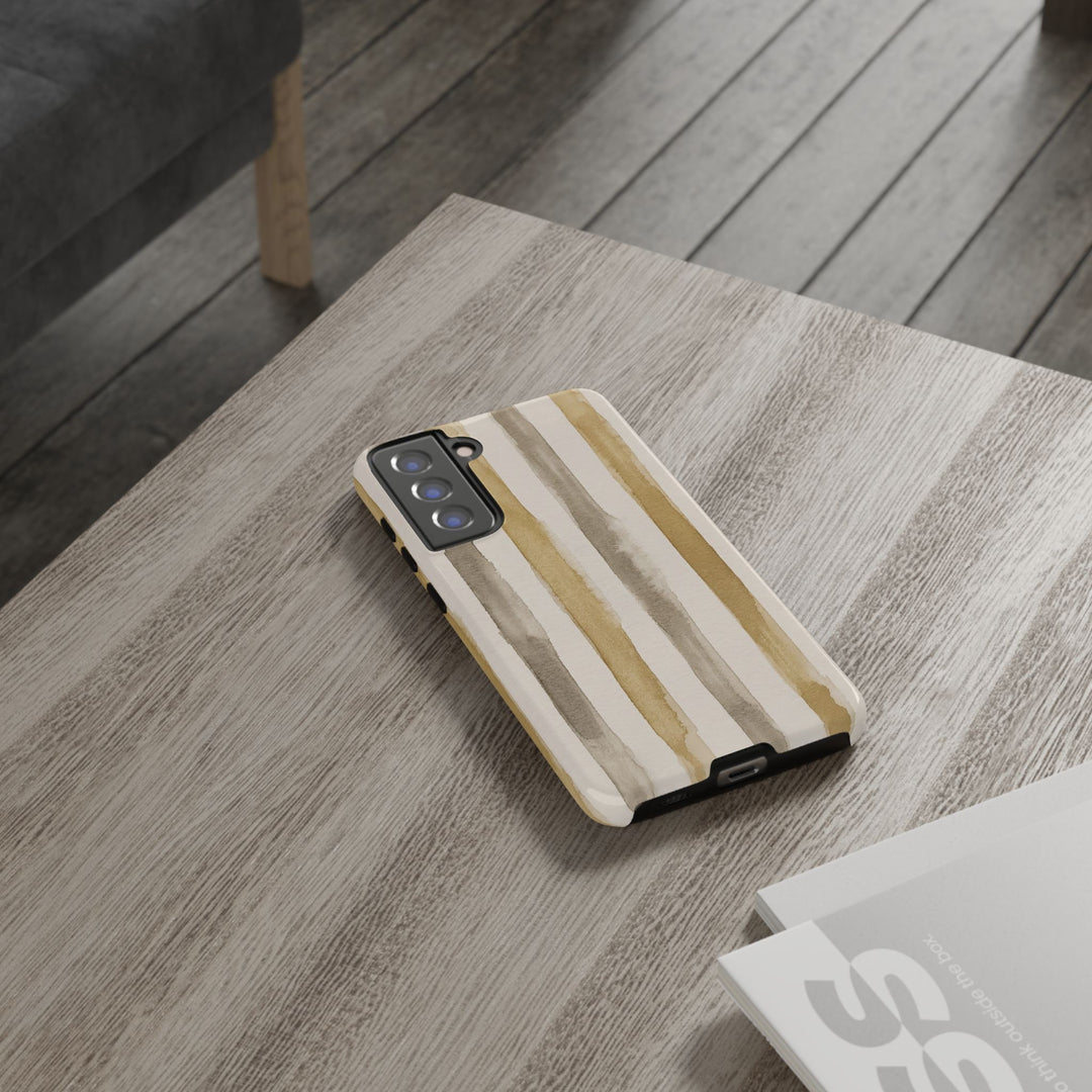 Tough Cute Brown Beige Stripes Phone Case, for IPhone 17 Pro Max | Iphone 17 Air, Iphone 16, IPhone 15, 14 13 12, Samsung Galaxy S26, S25, S24, S23 - Studio40ParkLane