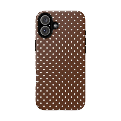 Aesthetic Tough Mocha Brown Polka Dots Premium Phone Case - For iPhone 17 Pro Max iPhone 16 Pro iPhone 15 Iphone 14 Plus 13 Pro 12 11 10 - Studio40ParkLane