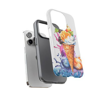 Impact Resistant, Summer Ice Cream Cone, Cute Phone Cases for Samsung S24, S23, S22, S21, IPhone 15 pro Iphone 14 pro Iphone 13 IPhone 12 Iphone 11