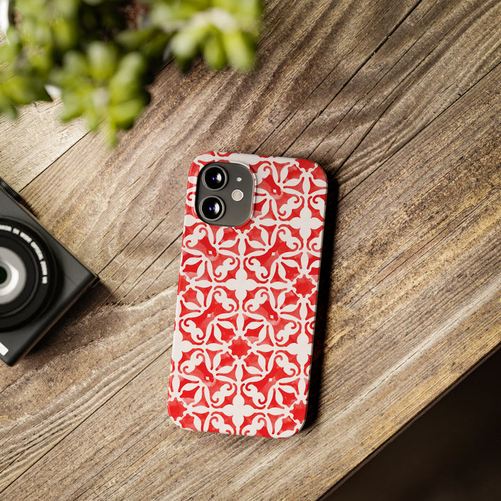 Slim Red Mosaic Gift for Her Cute Phone Cases for Iphone 16 Case | iPhone 15 Case | iPhone 15 Pro Max Case, Iphone 14, Iphone 14 Pro Max, Iphone 13, 12, 11, 10, 8,7 - Studio40ParkLane
