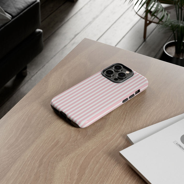 Tough Premium Sweet Pink Stripes Phone Case Gift for Her - For Apple iPhone 16 Pro Max 16e iPhone 15 Pro iPhone Iphone 14 Plus 13 Pro 12 SE XR - Studio40ParkLane