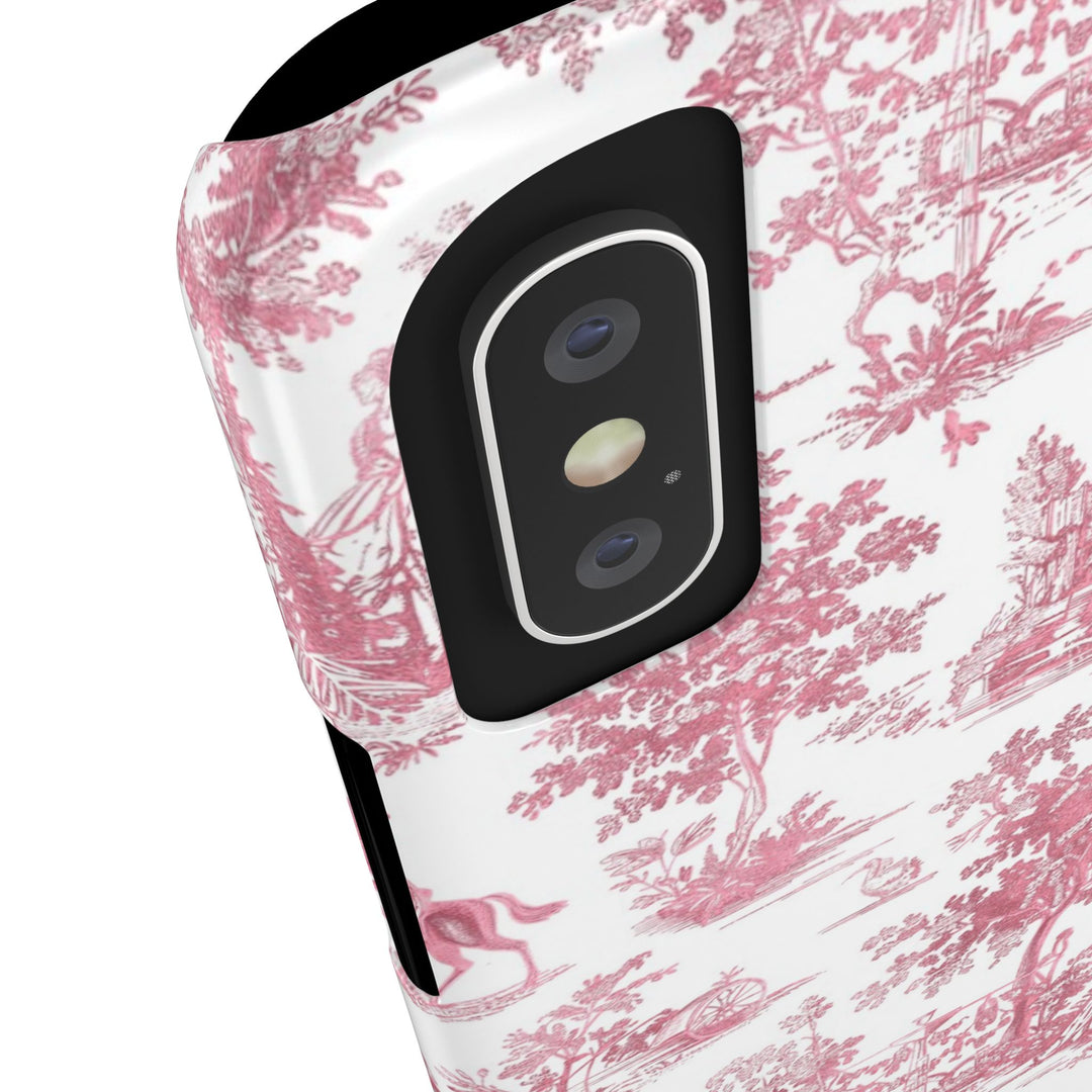 Slim Pink Vintage French Toile Cute Phone Cases for Iphone 16 Pro Max | iPhone 15 Case | iPhone 15 Pro Max Case, Iphone 14, Iphone 14 Pro Max, Iphone 13 12 11 8 7 - Studio40ParkLane