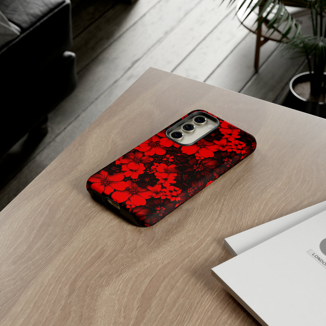 Cute Samsung Phone Case | Aesthetic Samsung Phone Case | Galaxy S23, S22, S21, S20 | Red Black Flowers, Protective Phone Case - Studio40ParkLane