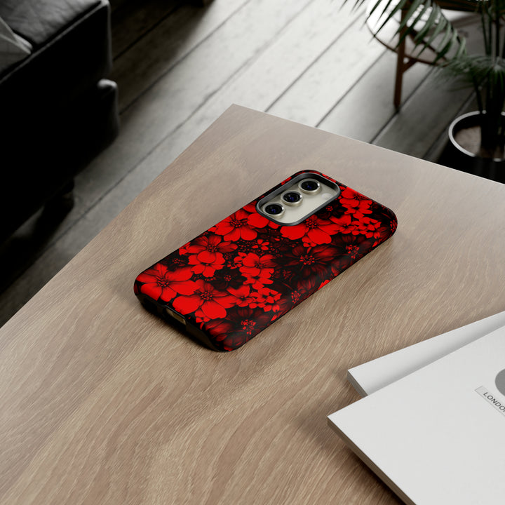 Cute Samsung Phone Case | Aesthetic Samsung Phone Case | Galaxy S23, S22, S21, S20 | Red Black Flowers, Protective Phone Case - Studio40ParkLane