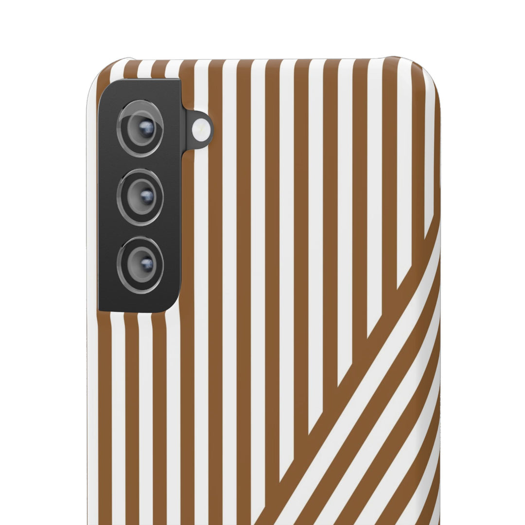 Aesthetic Mocha Brown Stripes Cute Phone Case Sleek Snap - For iPhone 17 Pro Max iPhone 16 Pro iPhone 15 Iphone 14 Plus 13 Pro 12 11 10 Gift - Studio40ParkLane