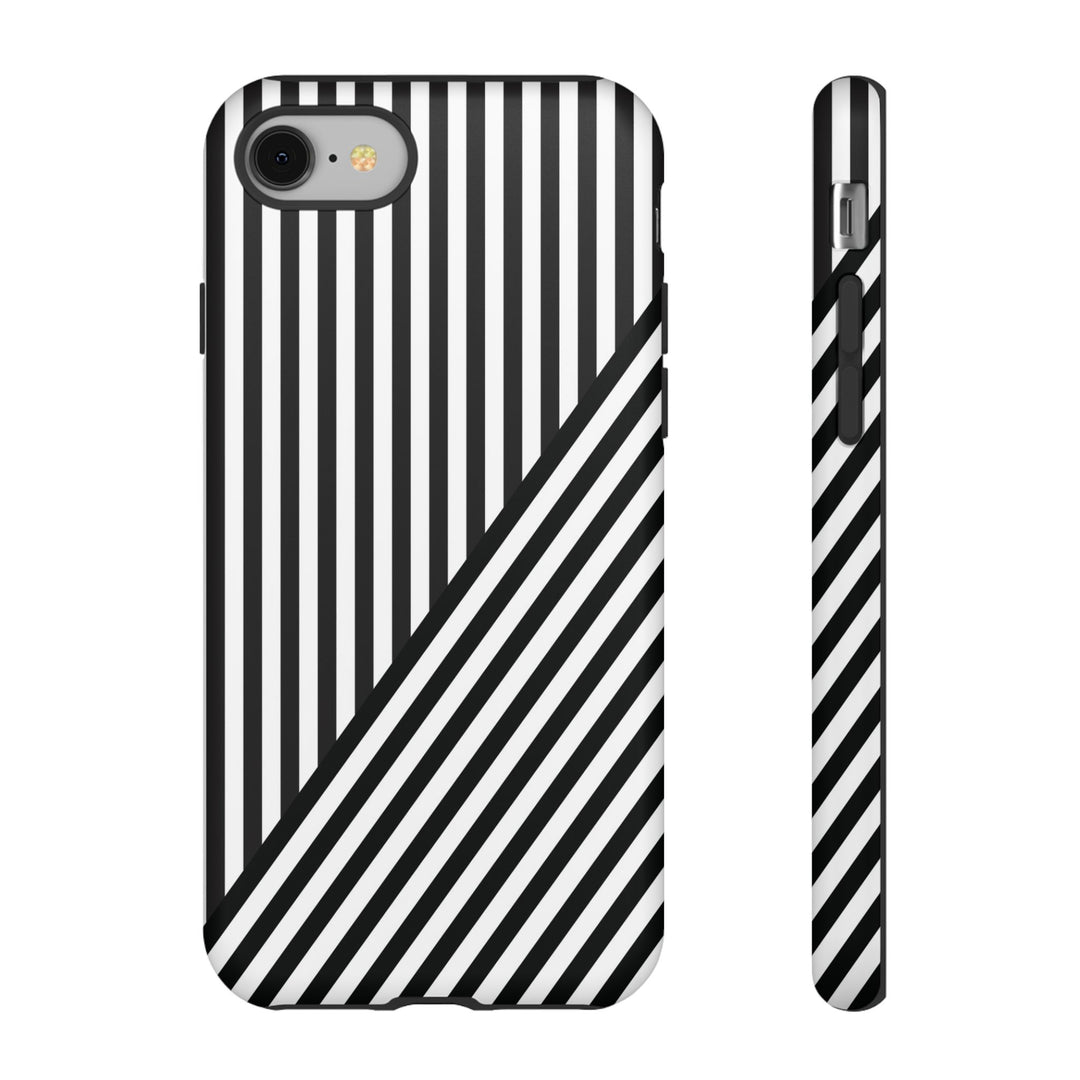 Aesthetic Tough Black White Stripes Phone Case - For iPhone 17 Pro Max iPhone 16 Pro iPhone 15 Iphone 14 Plus 13 Pro 12 11 10 XR - Studio40ParkLane