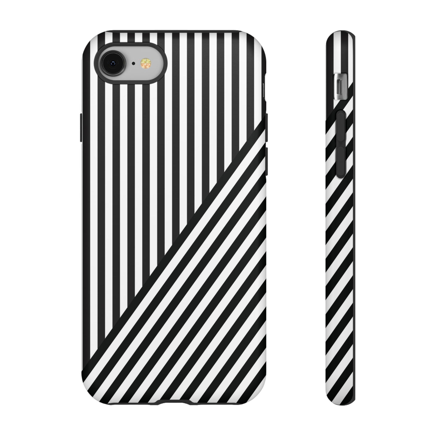 Aesthetic Tough Black White Stripes Phone Case - For iPhone 17 Pro Max iPhone 16 Pro iPhone 15 Iphone 14 Plus 13 Pro 12 11 10 XR - Studio40ParkLane