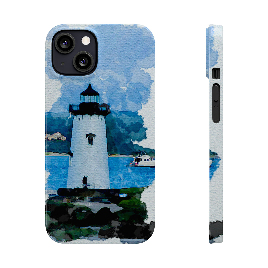 Slim Cute Phone Cases for Iphone - | iPhone 15 Case | iPhone 15 Pro Max Case, Iphone 14 Case, Iphone 14 Pro Max, Iphone 13, Beach Lighthouse Blue - Studio40ParkLane