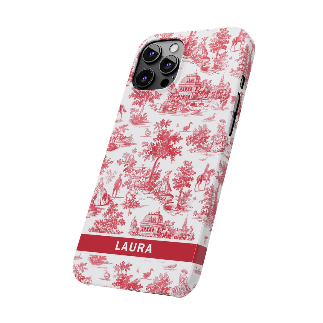 Slim French Toile Personalized Initial Custom Gift for Her Cute Phone Cases for Iphone 16 Pro Max | iPhone 15 Case | iPhone 15 Pro Max Case, Iphone 14, 13, 12, 11, 10, 8, 7 - Studio40ParkLane