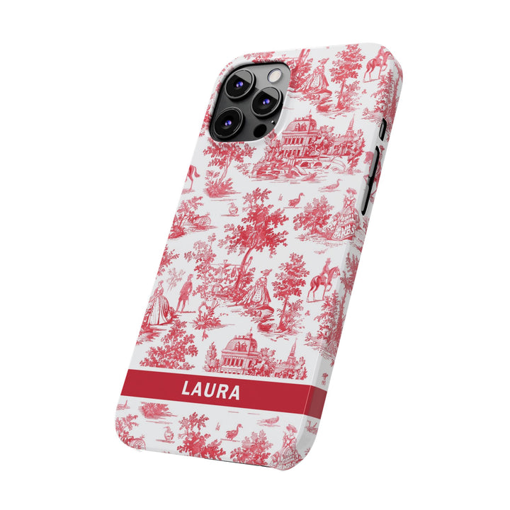 Slim French Toile Personalized Initial Custom Gift for Her Cute Phone Cases for Iphone 16 Pro Max | iPhone 15 Case | iPhone 15 Pro Max Case, Iphone 14, 13, 12, 11, 10, 8, 7 - Studio40ParkLane
