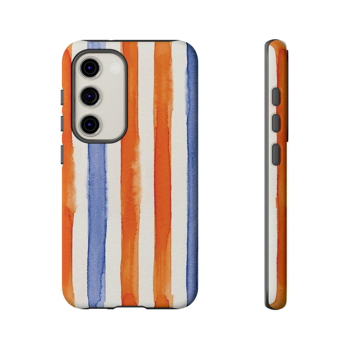 Tough Cute Blue Orange Stripes Phone Case, for IPhone 17 Pro Max | Iphone 17 Air, Iphone 16, IPhone 15, 14 13 12, Samsung Galaxy S26, S25, S24, S23 - Studio40ParkLane