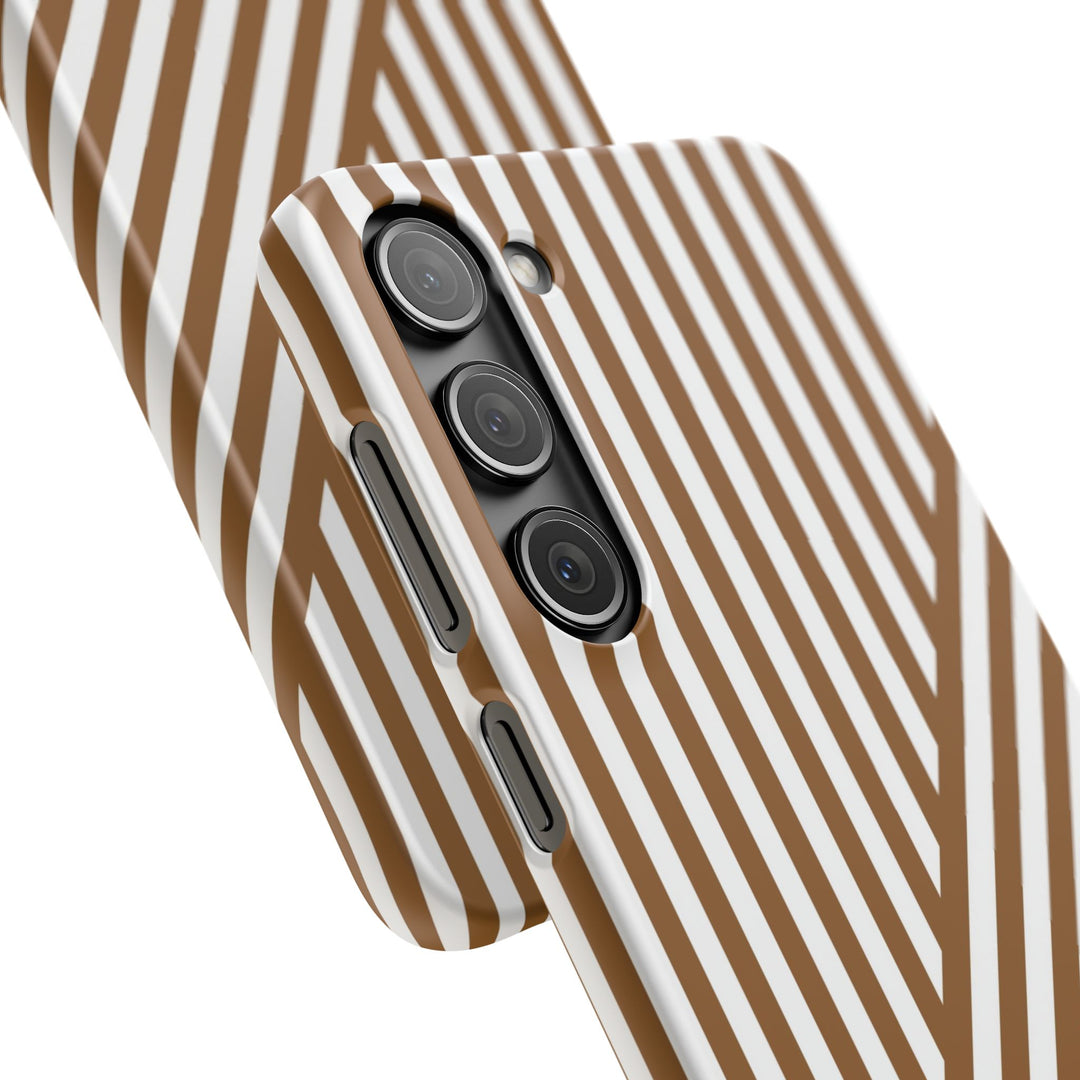 Aesthetic Mocha Brown Stripes Cute Phone Case Sleek Snap - For iPhone 17 Pro Max iPhone 16 Pro iPhone 15 Iphone 14 Plus 13 Pro 12 11 10 Gift - Studio40ParkLane