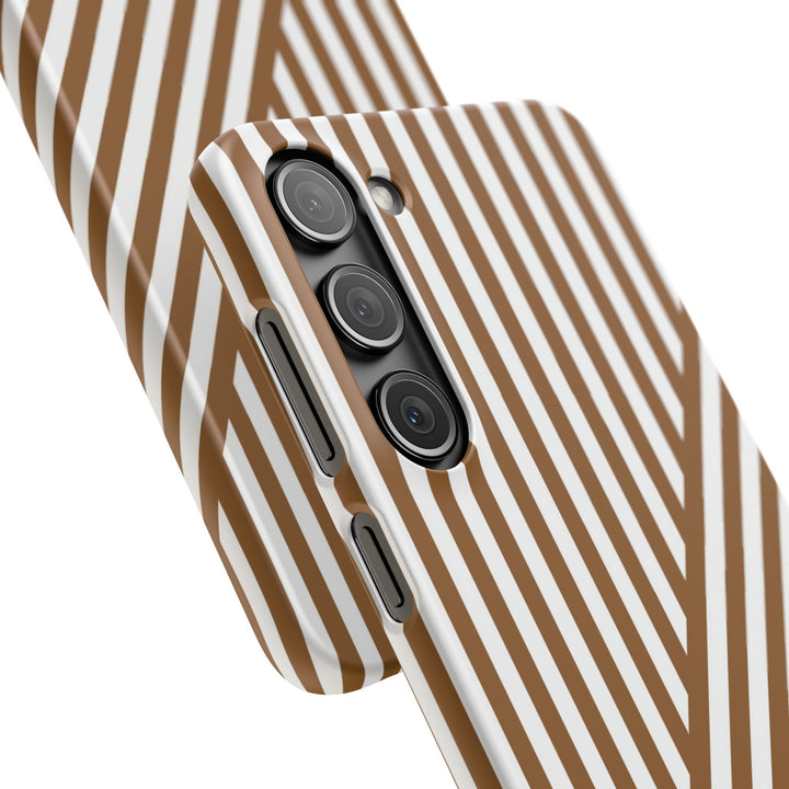 Aesthetic Mocha Brown Stripes Cute Phone Case Sleek Snap - For iPhone 17 Pro Max iPhone 16 Pro iPhone 15 Iphone 14 Plus 13 Pro 12 11 10 Gift - Studio40ParkLane