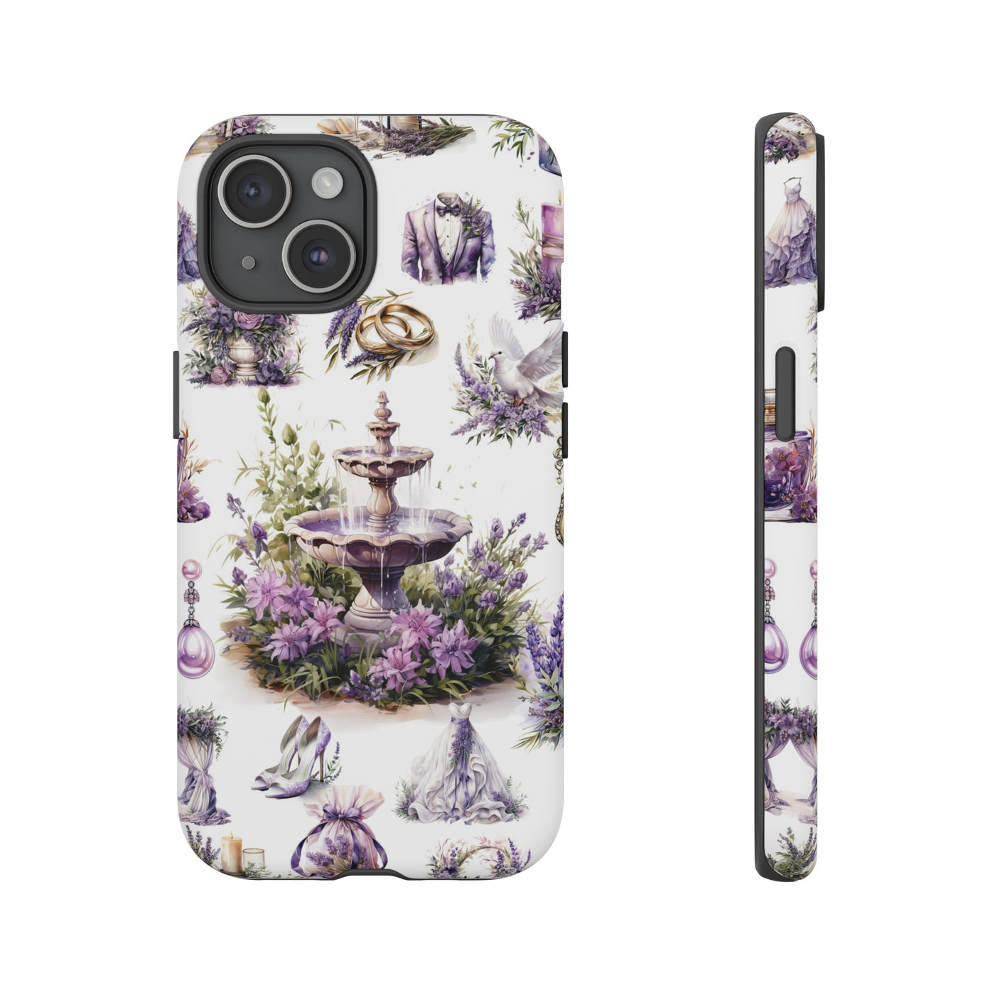 Impact Resistant, Lavender Wedding, Cute Phone Cases for Samsung S24, S23, S22, S21, IPhone 15 pro Iphone 14 pro Iphone 13 IPhone 12 Iphone 11