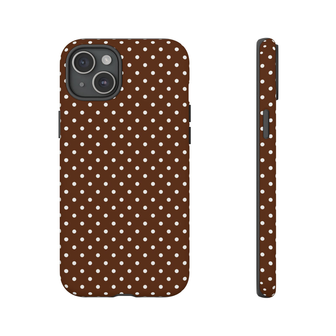 Aesthetic Tough Mocha Brown Polka Dots Premium Phone Case - For iPhone 17 Pro Max iPhone 16 Pro iPhone 15 Iphone 14 Plus 13 Pro 12 11 10 - Studio40ParkLane