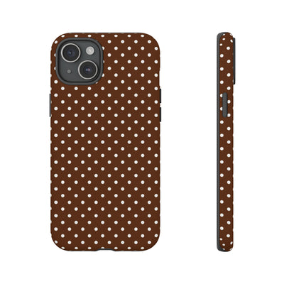 Aesthetic Tough Mocha Brown Polka Dots Premium Phone Case - For iPhone 17 Pro Max iPhone 16 Pro iPhone 15 Iphone 14 Plus 13 Pro 12 11 10 - Studio40ParkLane