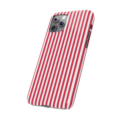 Slim Red Winterberry Striped Cute Phone Case for Iphone 16 - | iPhone 15 Pro Max Case | iPhone 14 Case 13 12 11 10 9 8 7 X XS Gift for Her