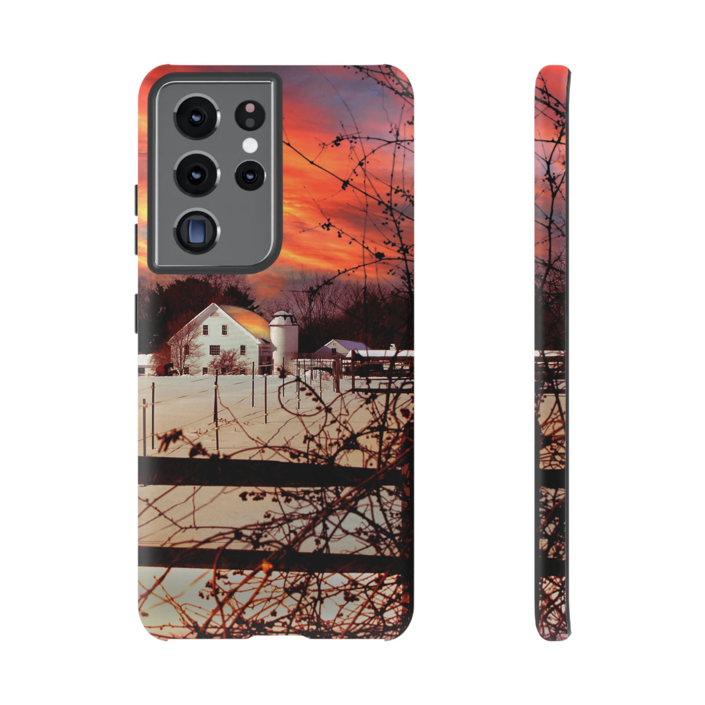 Impact Resistant, Winter Sunset Cute Phone Cases for Samsung S24, S23, S22, S21, IPhone 15 pro Iphone 14 pro Iphone 13 IPhone 12 Iphone 11