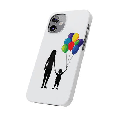 Slim Mother Child Balloons Gift for Her Cute Phone Cases for Iphone 16 Pro Max | iPhone 15 Case | iPhone 15 Pro Max Case, Iphone 14, 13, 12, 11, 10, 8, 7