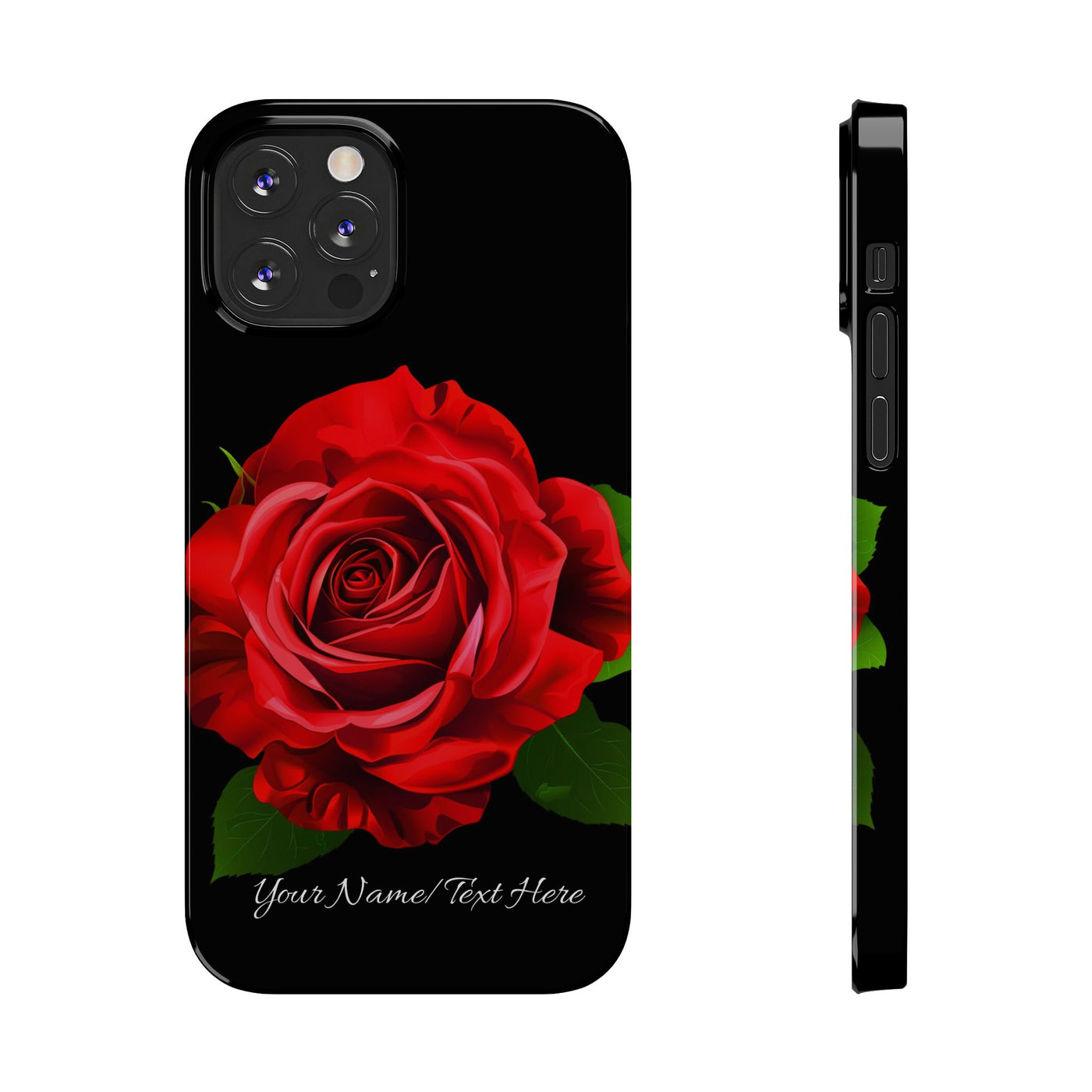 Slim Custom Personalized Red Rose Flowers Gift for Her Cute Phone Cases for Iphone 16 Pro Max | iPhone 15 Case | iPhone 15 Pro Max Case, Iphone 14, Iphone 14 Pro Max, Iphone 13 12 11 8 7