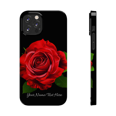 Slim Custom Personalized Red Rose Flowers Gift for Her Cute Phone Cases for Iphone 16 Pro Max | iPhone 15 Case | iPhone 15 Pro Max Case, Iphone 14, Iphone 14 Pro Max, Iphone 13 12 11 8 7