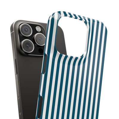 Slim Teal Blue Striped Cute Phone Case for Iphone 16 - | iPhone 15 Pro Max Case | iPhone 14 Case Iphone 13 12 11 10 9 8 7 X XS Gift for Her - Studio40ParkLane