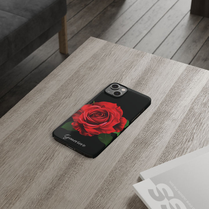 Slim Custom Personalized Red Rose Flowers Gift for Her Cute Phone Cases for Iphone 16 Pro Max | iPhone 15 Case | iPhone 15 Pro Max Case, Iphone 14, Iphone 14 Pro Max, Iphone 13 12 11 8 7 - Studio40ParkLane
