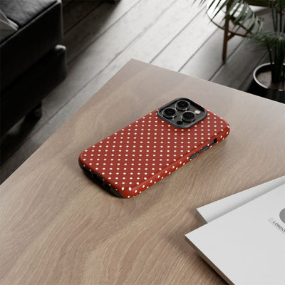 Aesthetic Tough Clay Red Polka Dots Premium Phone Case - For iPhone 17 Pro Max iPhone 16 Pro iPhone 15 Iphone 14 Plus 13 Pro 12 11 10 XR XS - Studio40ParkLane