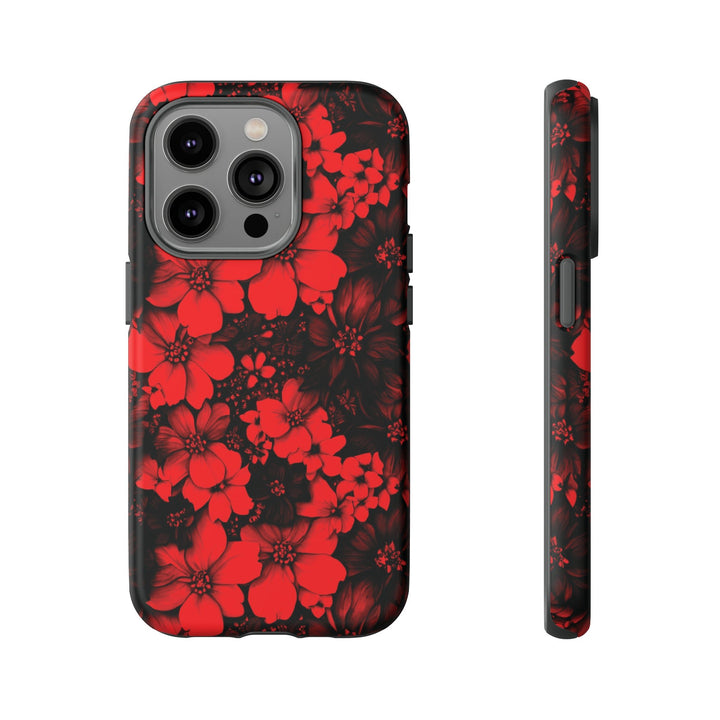 Cute IPhone Case | Red Black Flowers, iPhone 15 Case | iPhone 15 Pro Case, Iphone 14 Case, Iphone 14 Pro Max Case, Protective Iphone Case - Studio40ParkLane