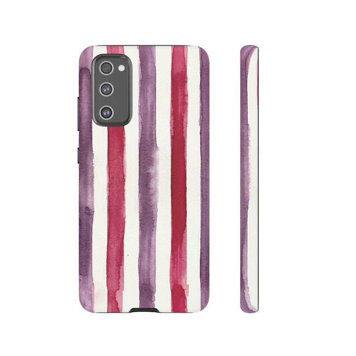 Tough Cute Wine Red Purple Stripes Phone Case, for IPhone 17 Pro Max | Iphone 17 Air, Iphone 16, IPhone 15, 14 13 12, Samsung Galaxy S26, S25, S24, S23 - Studio40ParkLane