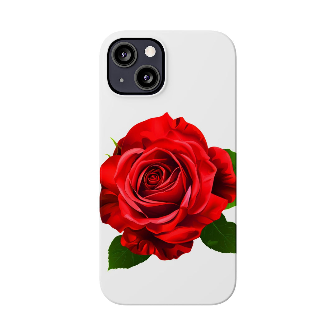 Slim Red Rose Flowers Gift for Her Cute Phone Cases for Iphone 16 Pro Max | iPhone 15 Case | iPhone 15 Pro Max Case, Iphone 14, Iphone 14 Pro Max, Iphone 13 12 11 8 7 - Studio40ParkLane