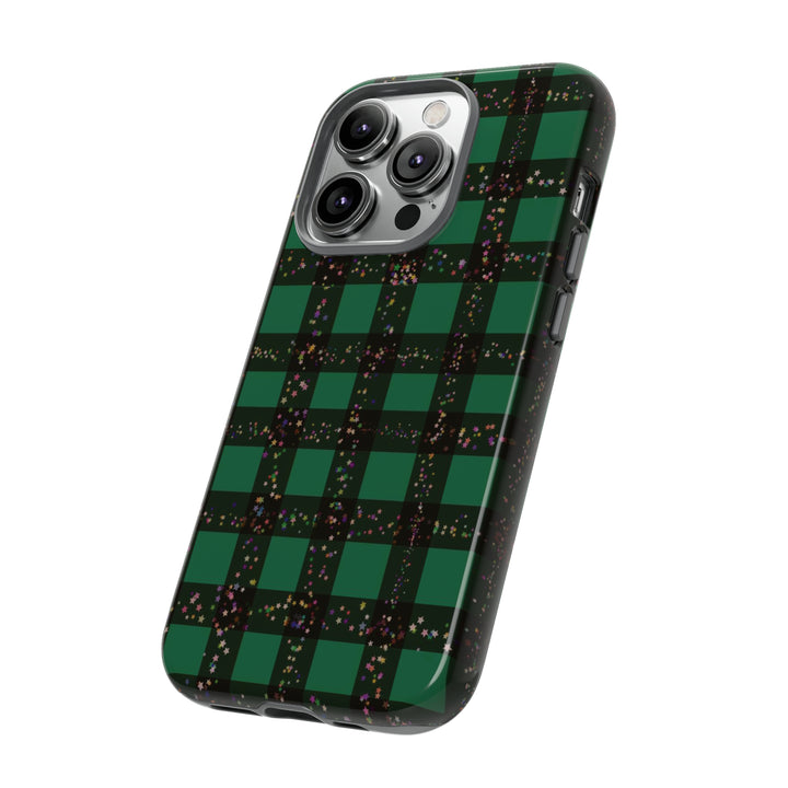 Cute IPhone Case | iPhone 15 Case | iPhone 15 Pro Max Case, Iphone 14 Case, Iphone 14 Pro Max Case IPhone Case for Art Lovers, Green Festive Plaid - Studio40ParkLane