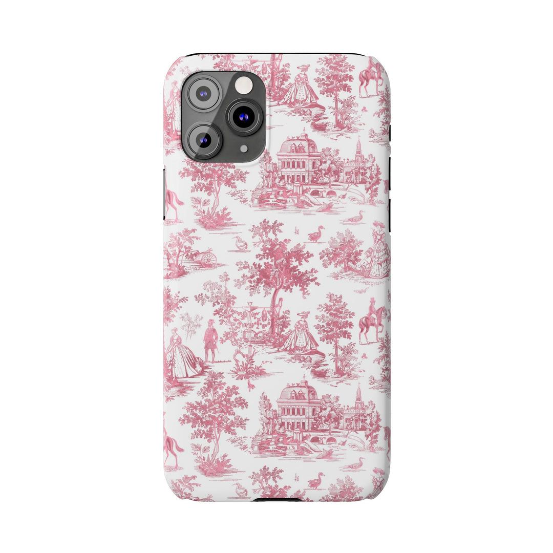 Slim Pink Vintage French Toile Cute Phone Cases for Iphone 16 Pro Max | iPhone 15 Case | iPhone 15 Pro Max Case, Iphone 14, Iphone 14 Pro Max, Iphone 13 12 11 8 7 - Studio40ParkLane