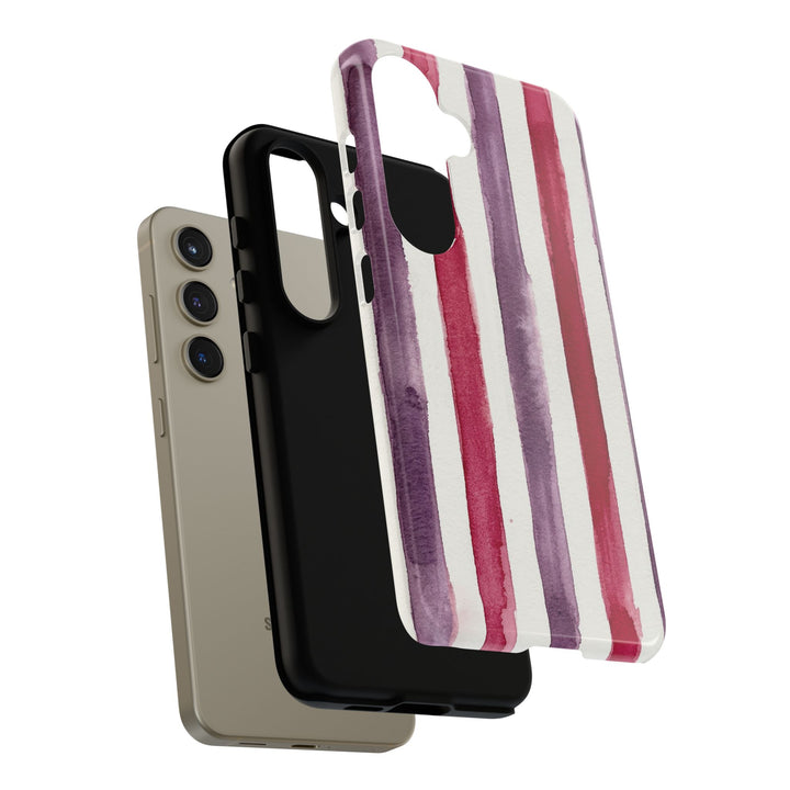 Tough Cute Wine Red Purple Stripes Phone Case, for IPhone 17 Pro Max | Iphone 17 Air, Iphone 16, IPhone 15, 14 13 12, Samsung Galaxy S26, S25, S24, S23 - Studio40ParkLane
