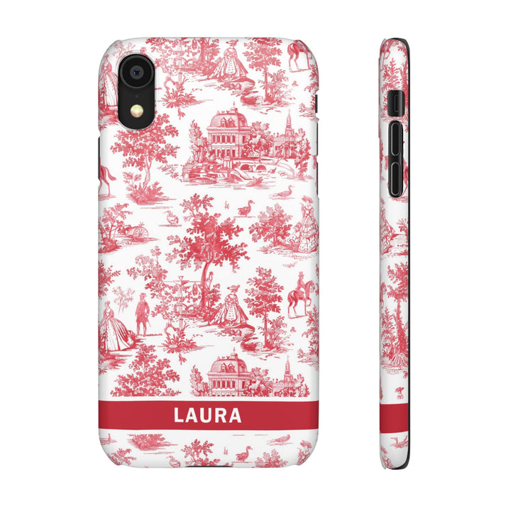 Snap French Toile Personalized Initial Custom Gift for Her Cute Phone Cases for Samsung S24, S23, S22, S21, S20, Plus and Ultra and Iphone, 16, 15, 14, 13, 12, 11. 10 - Studio40ParkLane